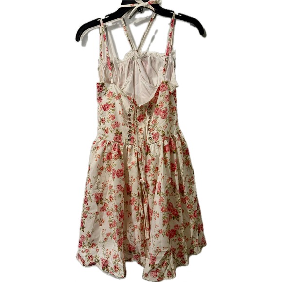 ABEWIP Floral Dress White Pink Lace Trim Corset Cottagecore Sundress Summer‎ S - Picture 4 of 10